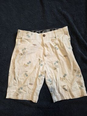 Plugg 29 Men's Cream Island-Print Cotton Shorts